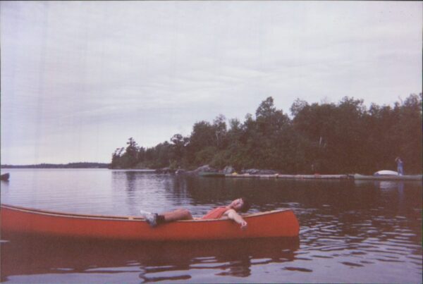 In a chestnut canoe at Pioneer Camp